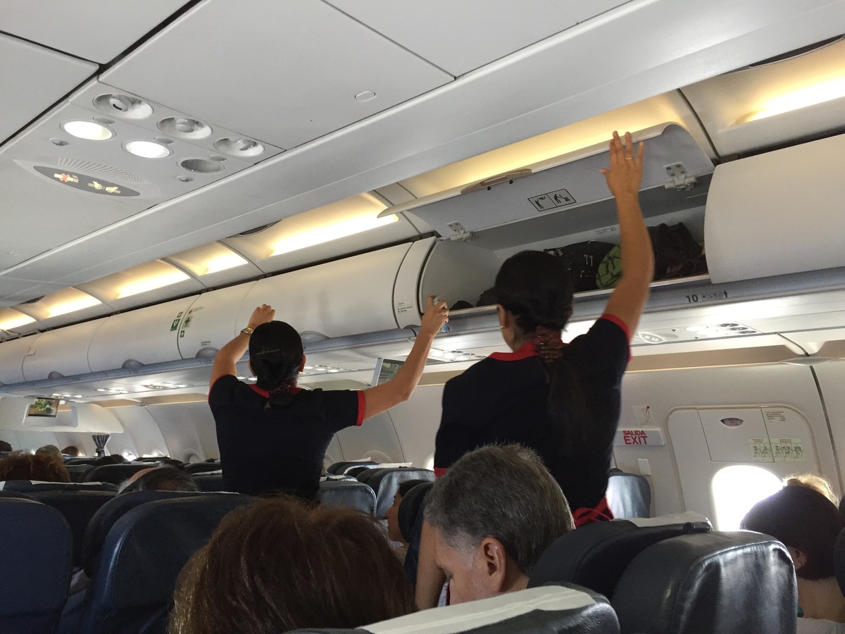 Standard airline arrival procedure: fumigate the cabin.