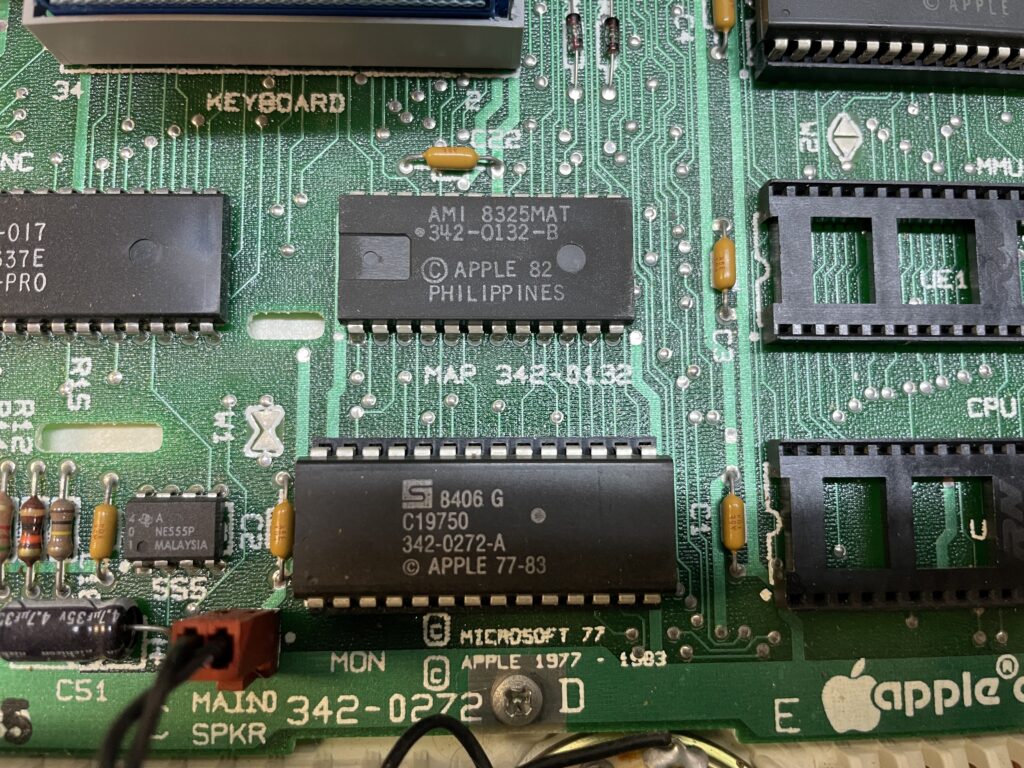 Apple IIc motherboard closeup.