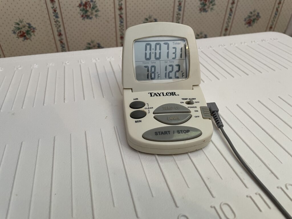 Temperature of the bread proofing box, 78F